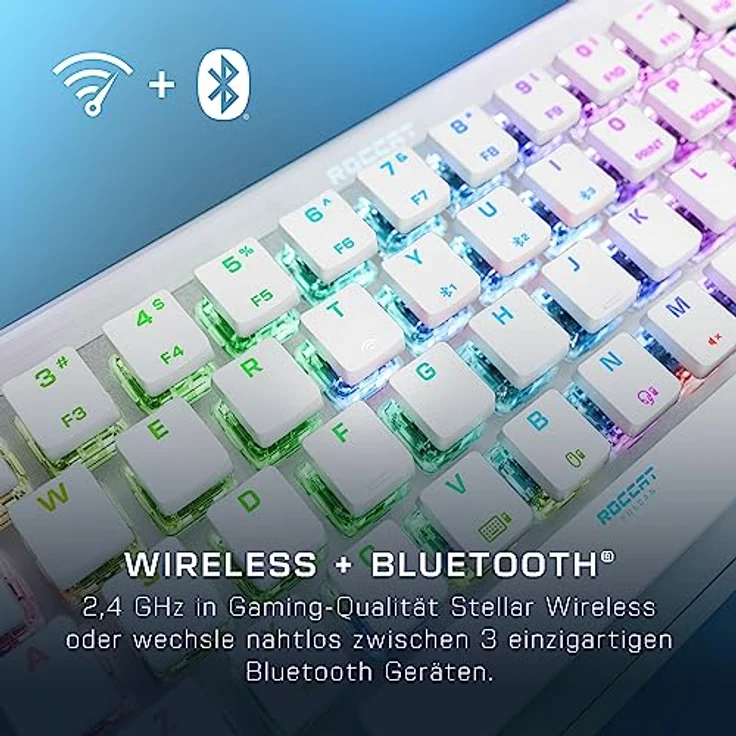 Roccat Vulcan II Mini Air – 65 Prozent wireless optische mechanische Gaming-Tastatur, anpassbare RGB-Beleuchtung, abnehmbares Kabel, TITAN II Linear Schalter, Aluminiumplatte, Weiß – Bild 3