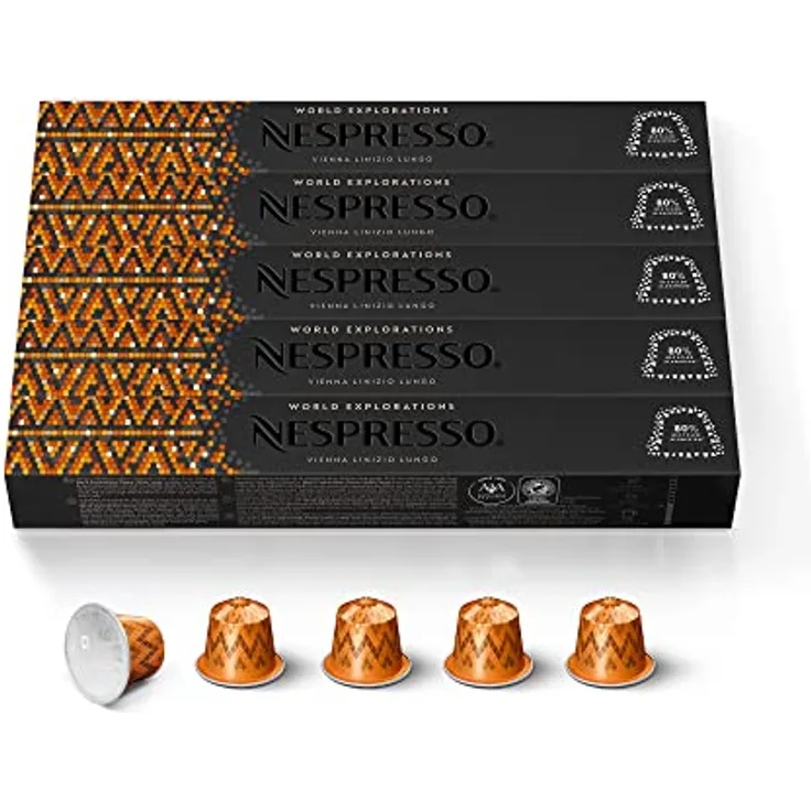 Nespresso ORIGINAL Vienna Lungo, Mittlere Röstung, Kapsel Set aus 50 Kaffeekapseln, kompatibel mit ORIGINAL Kaffeemaschinen