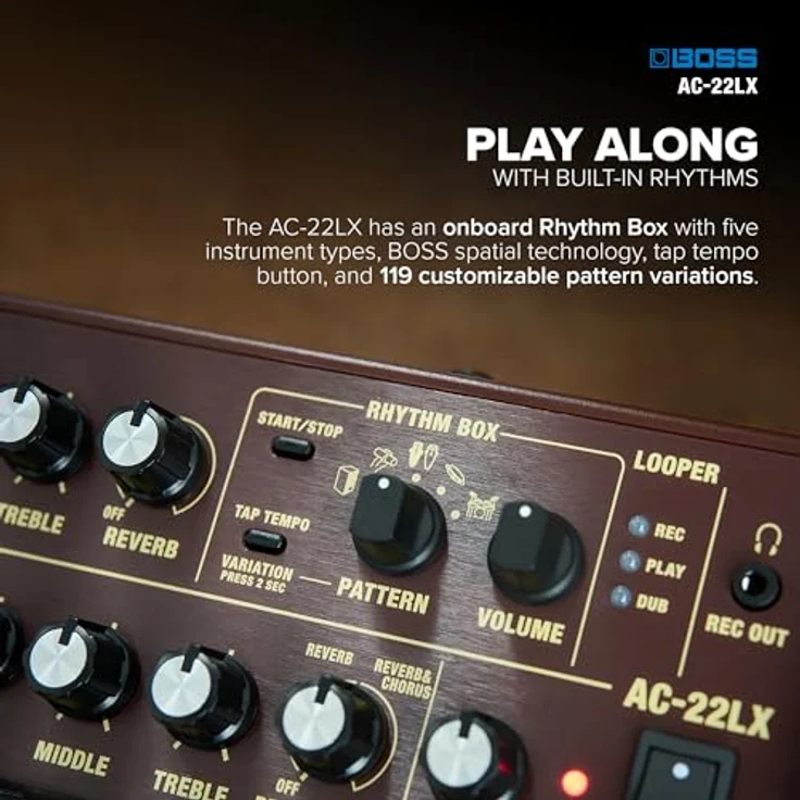 Boss by Roland AC-22LX Tragbarer Akustikverstärker mit 10W Stereo, XLR-Mikrofoneingang und integrierter Rhythmus-Box – Bild 5