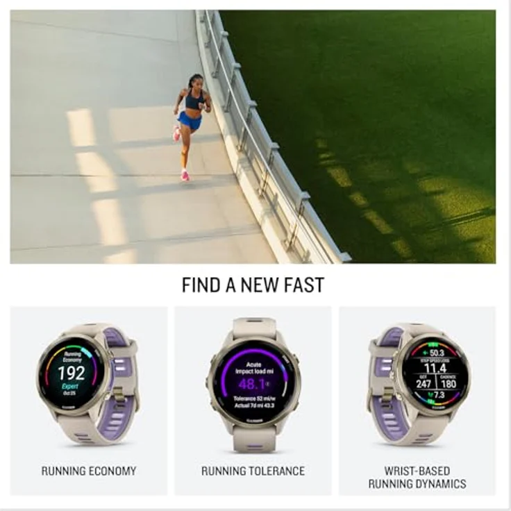 Garmin® Forerunner® 970, Premium GPS-Lauf- und Triathlon-Smartwatch mit AMOLED-Display, integrierter LED-Taschenlampe, weiches goldfarbenes Titan, französisches graues Gehäuse – Bild 4