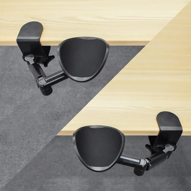 hjh OFFICE RELEX RT1 Armstütze, Ergonomische Handballenauflage aus Aluminium und Stahl, gepolstert, drehbar, für Schreibtisch – Bild 5