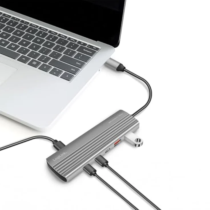 LogiLink UA0415 Ultra-Slim USB 3.2 Gen2 Hub mit 2X USB-A, 8X USB-C, Power Delivery 100 W, Space Grau – Bild 2