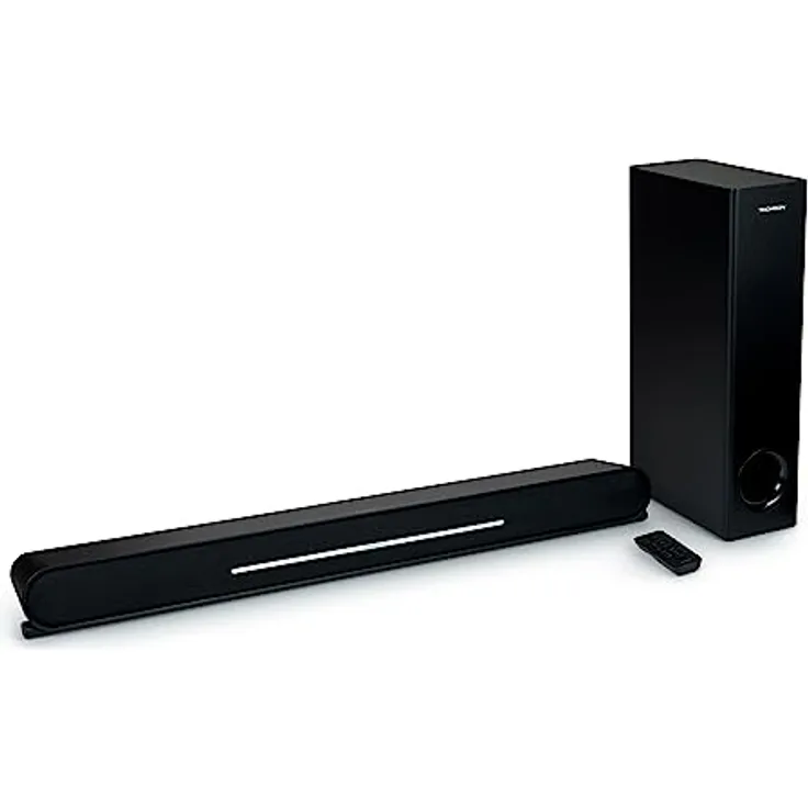 Thomson SB600BTS 2.1-Soundbar 500 W Bluetooth ARC kabelgebundener tiefer Subwoofer Sound-Neigesystem, schwarz