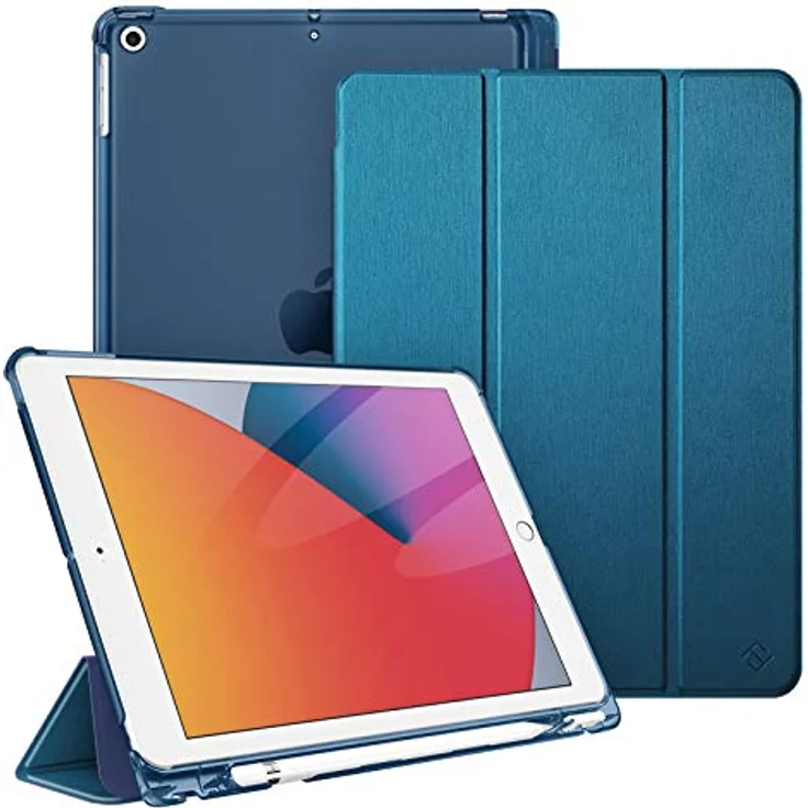 Fintie Hülle für iPad 9. Generation 2021/8. Gen 2020/7. Gen 2019 10.2 Zoll mit Stifthalter, ultradünne leichte Schutzhülle mit transparenter Rückseite und Auto Schlaf/Wach Funktion, Blaugrün – Bild 1