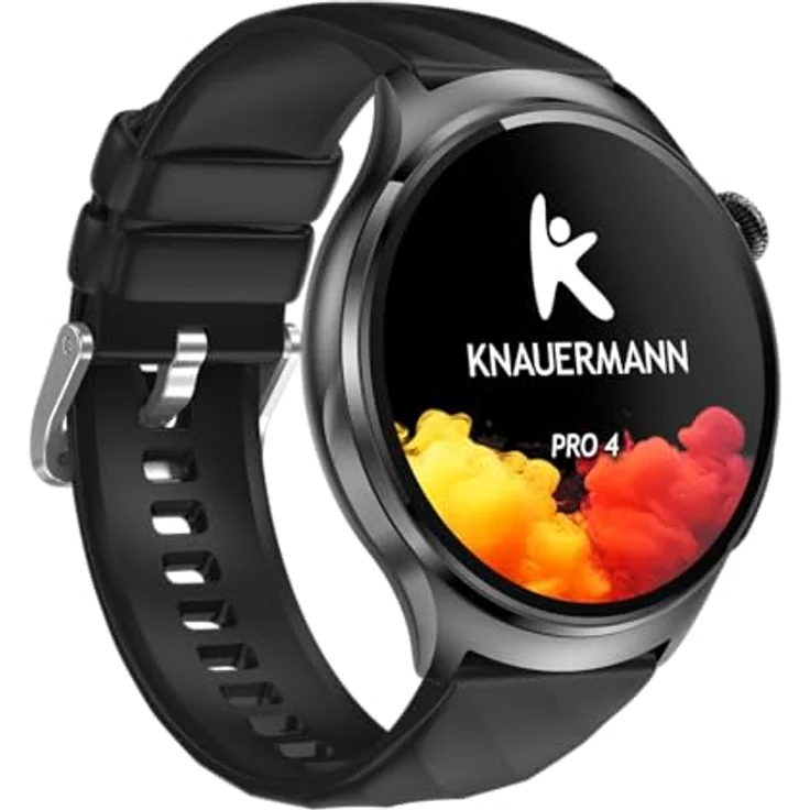 Knauermann PRO 4 (2026) Rund Schwarz, EKG Gesundheitsuhr mit Blutdruck- und Pulsanalyse, Telefonie, IP67, Exklusivpaket mit 4 Armbändern – Bild 3