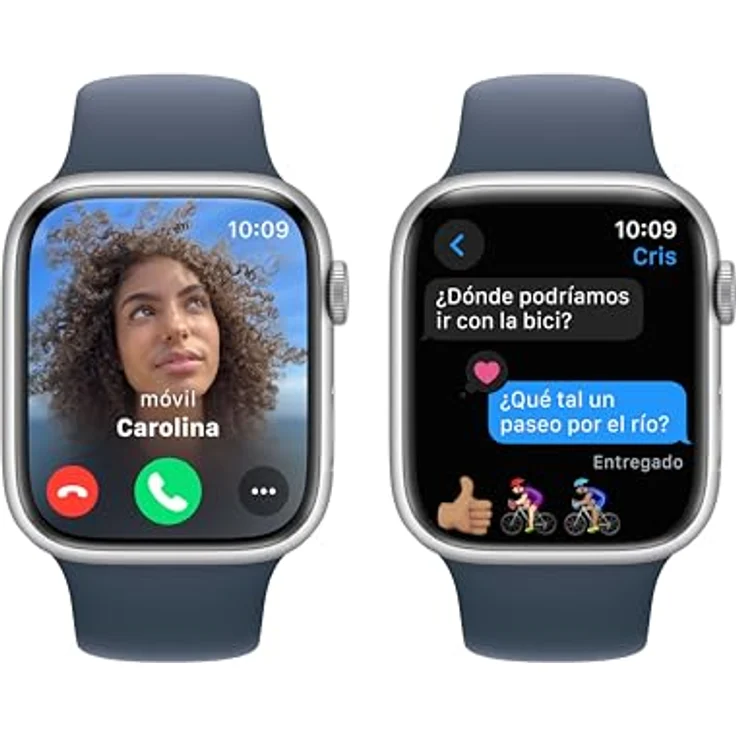 Apple Watch Series 9, Smartwatch mit GPS, 45MM, Aluminiumgehäuse Silber, Sportarmband Mitternacht, M/L – Bild 4