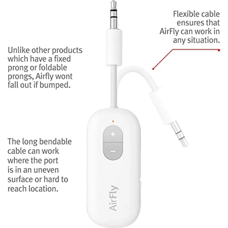 Twelve South AirFly SE | Bluetooth Wireless Transmitter / Adapter für AirPods / Kabellose oder geräuschunterdrückende Kopfhörer; Verwendung in Flugzeugen und Fitnessstudios, 20+ Stunden Akkulaufzeit – Bild 5