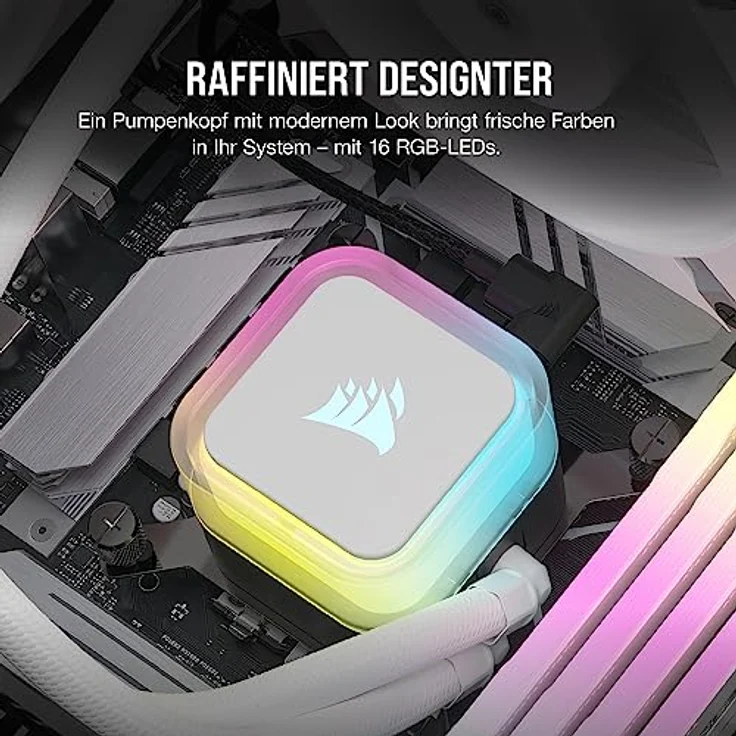 CORSAIR H100i RGB Elite Flüssig-CPU-Kühler - 240mm AIO - AF120 Elite PWM Lüfter - Intel® LGA 1700, 1200, 2066, AMD® AM5 & AM4 Sockel - Weiß – Bild 3