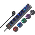 Brennenstuhl Gaming Steckdosenleiste GSL 05 USB mit LED Beleuchtung (5-Fach beleuchtete Mehrfachsteckdose für Gaming-Setup mit LED Farbwechsel), 1153560100