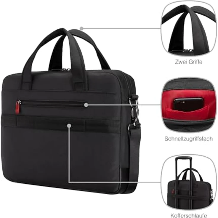 Wenger Altair Brief, Notebooktasche für Laptops bis 16 Zoll, Schwarz, mit Triple Protect Fach und SmartOrg Organizer – Bild 5