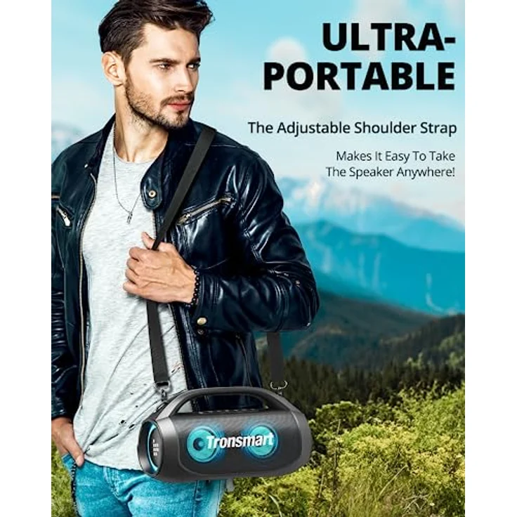 Tronsmart BANG SE Bluetooth Lautsprecher mit 3 Lichteffekten, 40W Tragbarer Outdoor Party-Lautsprecher mit IPX6 Wasserdicht, 24 Stunden Spielzeit, Bluetooth 5.3 mit Power Bank, Stereo Pairing, AUX, TF – Bild 2