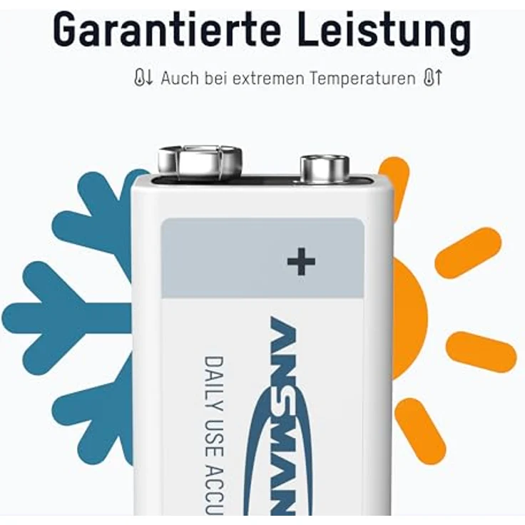ANSMANN Akku 9V Block 200mAh NiMH mit geringer Selbstentladung - Wiederaufladbare Batterien maxE mit hoher Kapazität - 9 Volt Batterie ideal für Messgerät Multimeter Spielzeug Fernbedienung uvm. – Bild 5