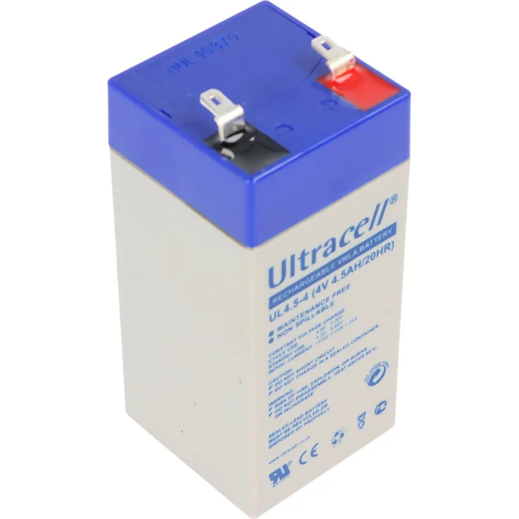 Ultracell UL4.5-4 Bleiakku 4 V, 4,5Ah mit Faston-Anschluss (4,8 mm), für Notstromversorgung und USV-Systeme