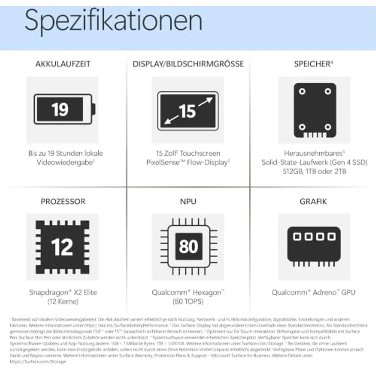 MICROSOFT Surface Laptop 8. Edition, 15 Zoll mit Qualcomm Snapdragon X2 Elite, 16 GB RAM, 1 TB SSD, Adreno™ Onboard Graphics, Windows 11 Home, lange Akkulaufzeit – Bild 8