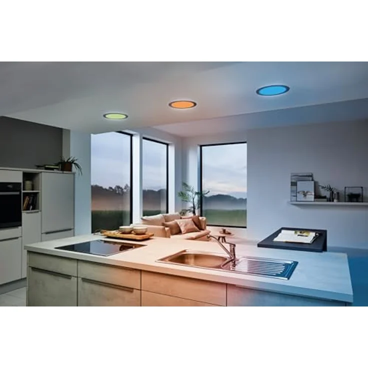 EGLO connect LED Einbauleuchte Fueva-C, Smart Home Einbaulampe, Material: Metallguss, Kunststoff, Farbe: Nickel matt, Ø: 22,5 cm, dimmbar, Weißtöne und Farben einstellbar – Bild 3
