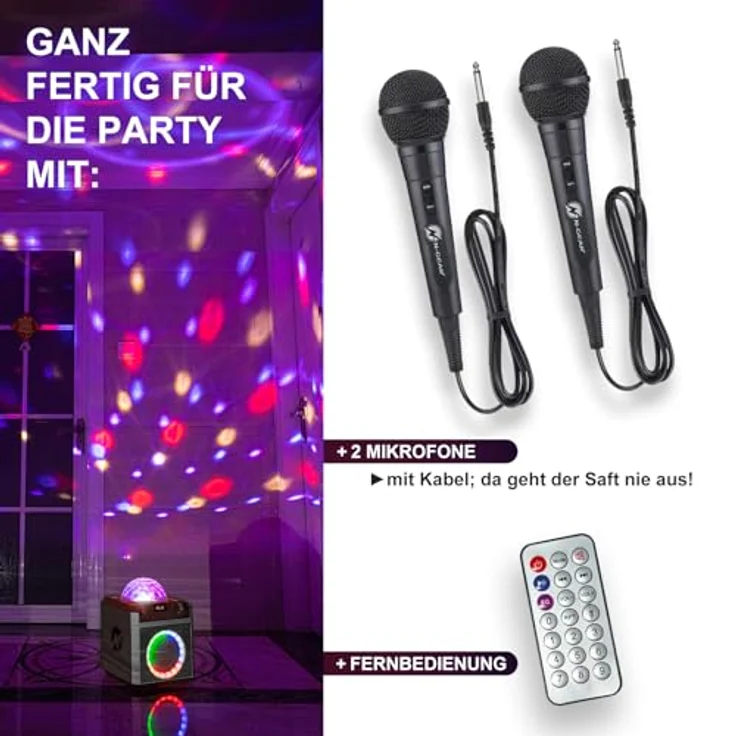 N-Gear Block Party 602 XL, Bluetooth-Lautsprecher mit Karaoke-Funktion und 2 Mikrofonen, Space Grey – Bild 7