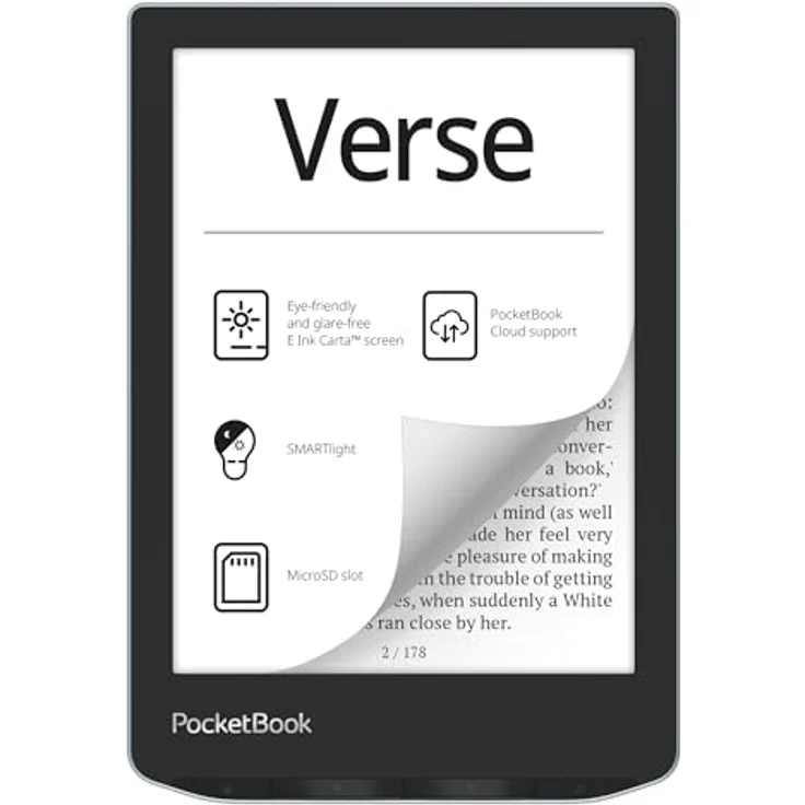 PocketBook Verse (6", 8 GB, Hellblau), eReader, Blau – Bild 1
