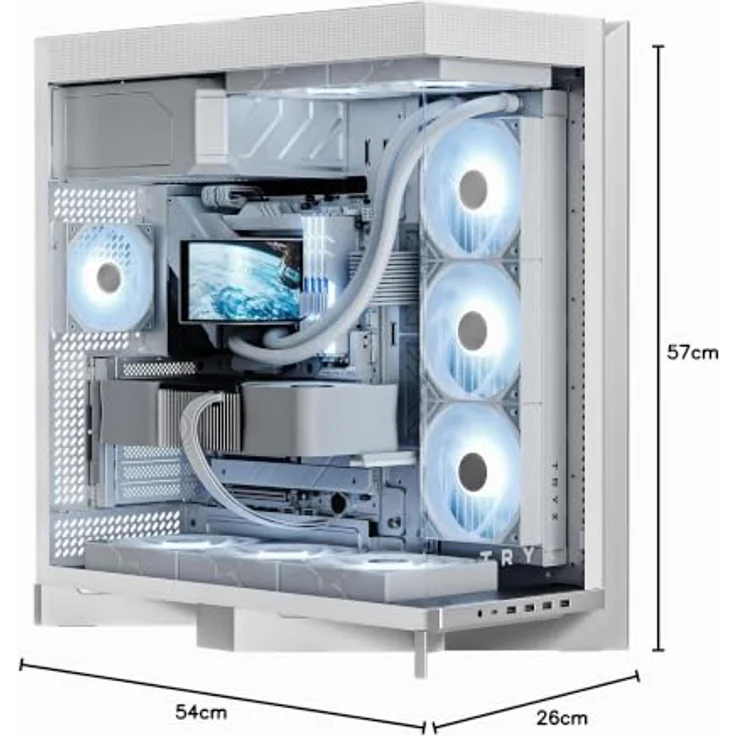 TRYX LUCA L70 PC-Gehäuse, Midi-Tower, E-ATX, Tempered Glass - weiß, Showcase-Gehäuse mit gebogenem Glas, Platz für bis zu neun Lüfter und Mainboards bis E-ATX – Bild 8