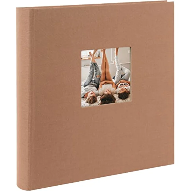 goldbuch 27 619 Fotoalbum mit Bildausschnitt, Bella Vista Haselnuss, Erinnerungsalbum im Format 30 x 31 cm, Foto Album 60 weiße Seiten mit Pergamin-Trennblättern, Fotobuch aus Leinen, Einband Braun – Bild 1