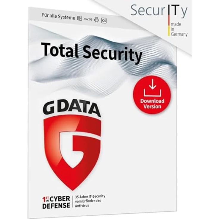 G DATA Total Security 2024, 3 Geräte - 1 Jahr, Virenschutzprogramm für PC, Mac, Android, iOS, Passwort-Manager und automatische Backups, Key Card per Luftpost-Brief und Amazon Email – Bild 1