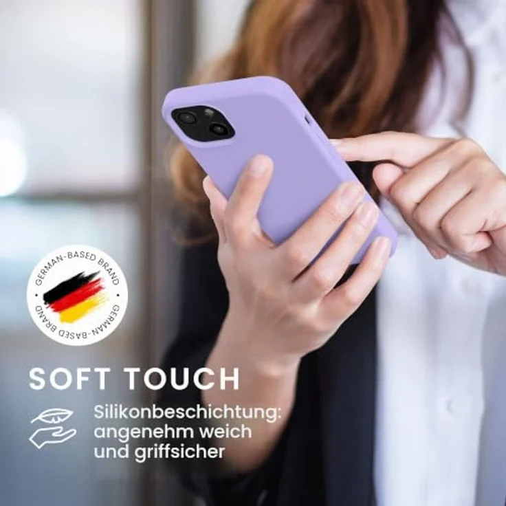 kwmobile Handyhülle für iPhone 13, Silikon Case in Lavendel, rutschfester Schutz, kabelloses Laden – Bild 4