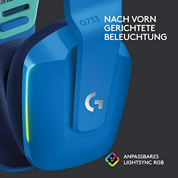 Logitech G733 LIGHTSPEED kabelloses Gaming-Headset mit Kopfbügel, LIGHTSYNC RGB, Blue VO! Mikrofontechnologie, PRO G Lautsprechern, Ultraleicht, 15-Stunden Akkulaufzeit, 20m Reichweite, Blau – Bild 4