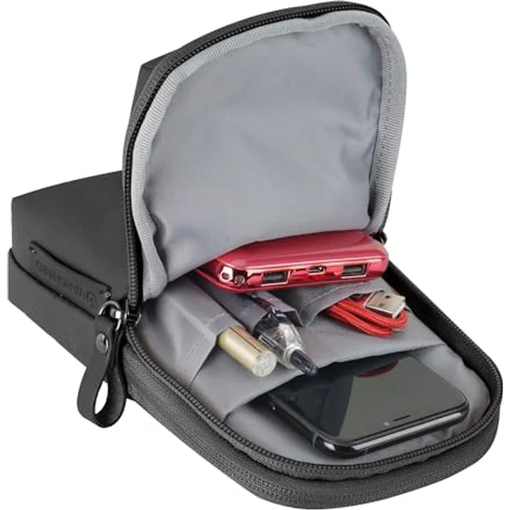 Vanguard VEO Metro SP Smartphone-Tasche, gepolstert, Schwarz, wetterfest mit abnehmbarem Schultergurt und Fronttasche – Bild 4
