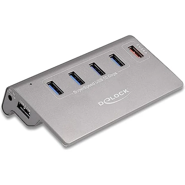 DeLOCK USB-Hub USB 10 Gbps Hub mit 4 USB Typ-A Ports + 1 Schnellladeport