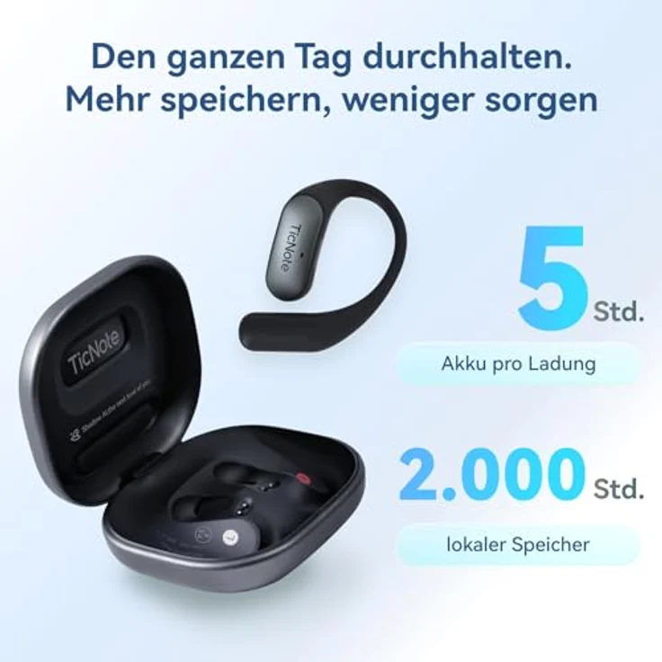 Mobvoi TicNote Pods, True Wireless Stereo (TWS) Kopfhörer mit 32 GB Speicher, AI Recording und ENC-Rauschunterdrückung, Blau – Bild 7