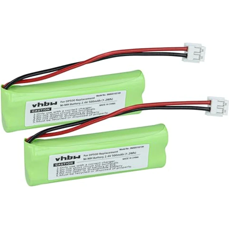 VHBW 2x NiMH Akku 500 mAh (2,4 V), geeignet für Festnetz Telefon Medion MD83242, MD83282 ersetzt VT50AAAALH2BMJZ, GP1010, GPHC05RN01 – Bild 2