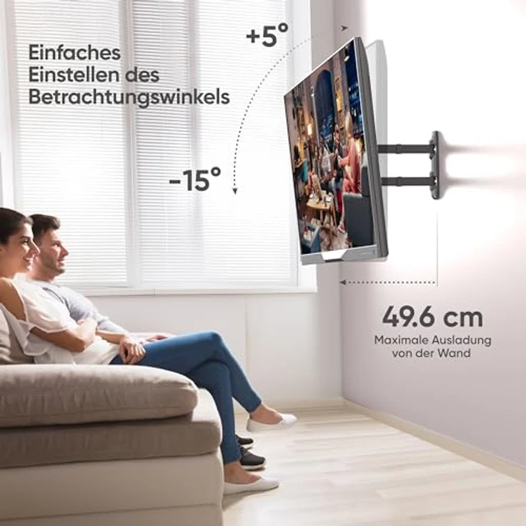 ONKRON M4R-B TV Wandhalterung schwenkbar für 32-65 Zoll Fernseher bis 41 kg, neigbar und drehbar, max. VESA 400x400, ausziehbar, Schwarz – Bild 4