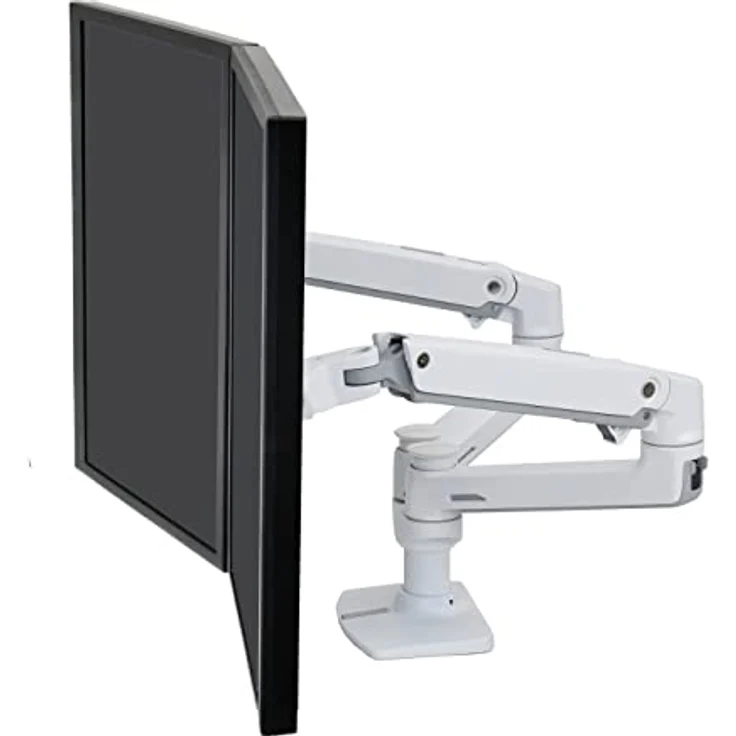 ERGOTRON 45-491-216 LX-Montagearm für 2 Monitore nebeneinander 68cm 27Zoll bis 33cm anheben 18kg.belastbar VESA 75x75 100x100mm weiß – Bild 3