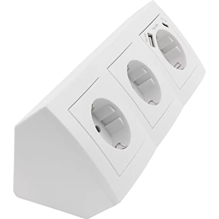 McPower MC POWER - Steckdosenblock Unterbausteckdosen, Flair, 3-Fach Steckdo Mehrfachsteckdose, weiß, USB-C und USB-A Ports, 18W PowerDelivery - Preisvergleich – Bild 3