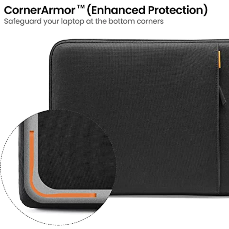 tomtoc Defender-A13, Notebooktasche für 14 Zoll MacBook Pro, Militärstandard-Schutz, aus recycelten Materialien, Schwarz – Bild 4