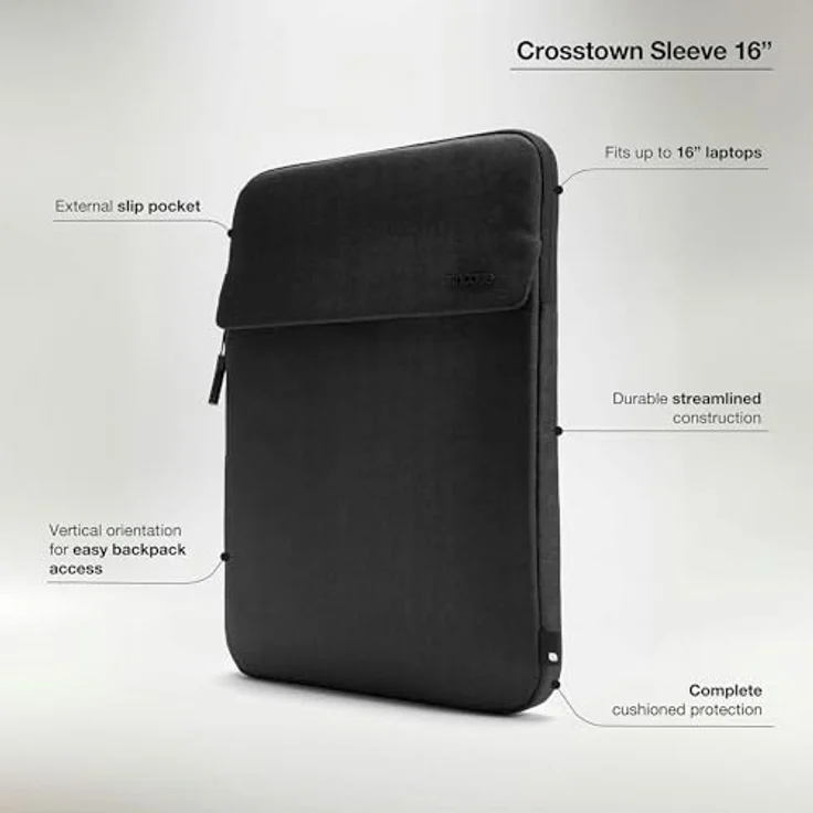 Incase Crosstown Sleeve mit Woolenex für 40,6 cm (16 Zoll) Laptop, vertikale Ausrichtung, gepolsterter Schutz, externe Einschubtasche – Bild 2
