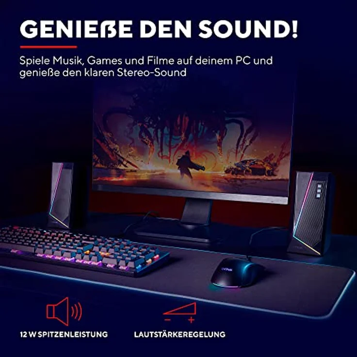 Trust Gaming Lautsprecher für PC GXT 609 Zoxa - Computer Boxen, Lautsprecherset mit 6 Verschiedene RGB Beleuchtungsarten – Bild 2
