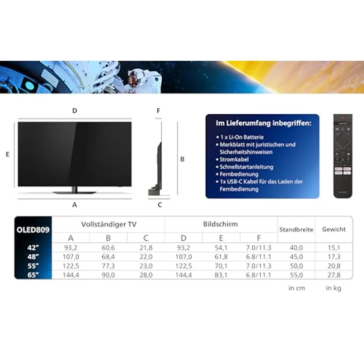 Philips Ambilight 55OLED809 4K OLED Smart TV - 55-Zoll Display mit P5 AI Perfect Picture, Ultra HD Google TV, Dolby Vision und Dolby Atmos Sound - Schwarz – Bild 4