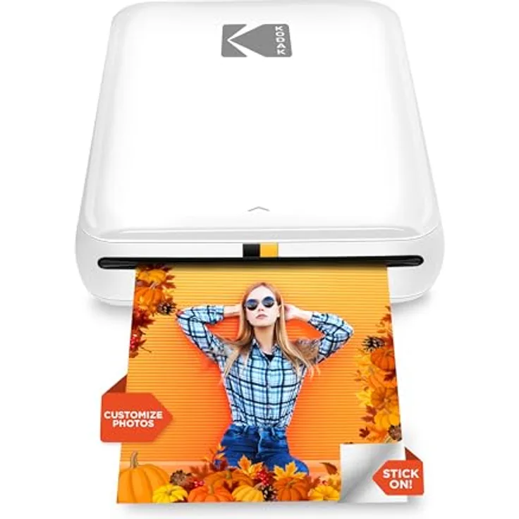 KODAK Step Sofort-Smartphone-Fotodrucker - Tragbarer Mini-Farb-Mobilfotodrucker - Zink 2x3” Klebefotos - Bluetooth-kompatibel mit iOS- & Android-Geräten - Spaßige Bearbeitungs-App - Weiß