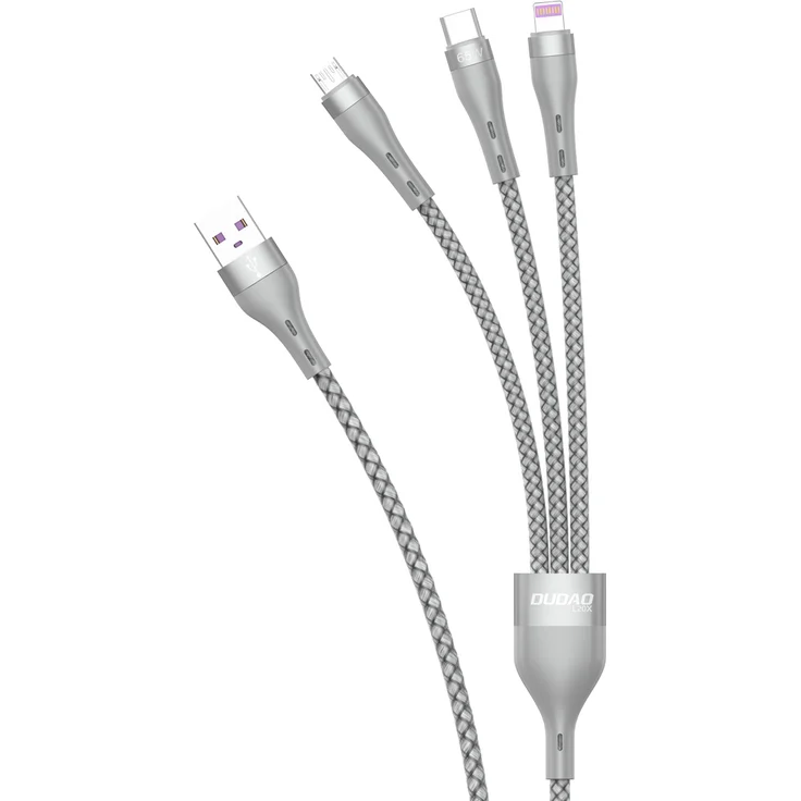 Dudao 3in1 USB-Kabel, Lightning / microUSB / USB Typ C, 65W, 1,2m, grau (L20X)