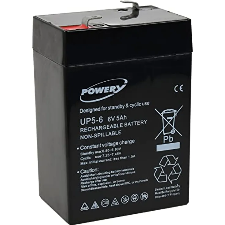 akku-net Blei-Gel Akku für Reinigungsmaschinen Rasenmäher 6V 5Ah Lead-Acid, Schwarz