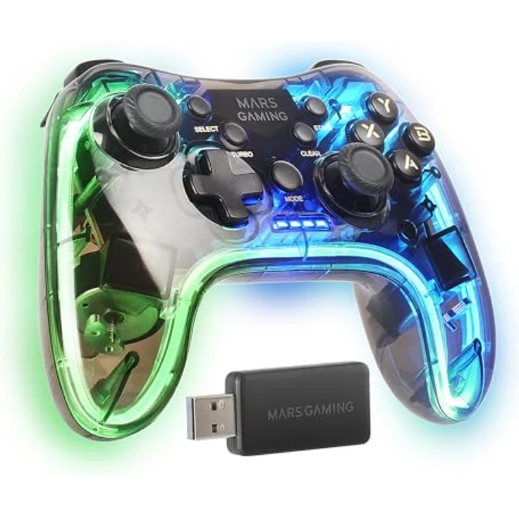 Mars Gaming MGP-24 RGB, Wireless Gaming Controller mit 2.4GPRO Verbindung, transparentes Design, kompatibel mit Mac, Android, PC, Xbox 360, PS4, PS3, Schwarz – Bild 11