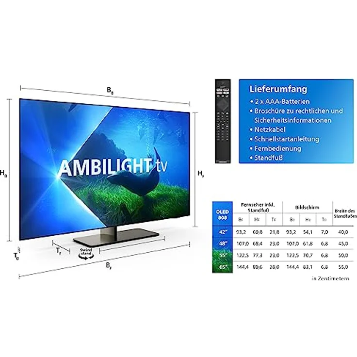 Philips 4K OLED Ambilight TV|OLED808/12|164 cm (65 Zoll)|UHD 4K|120Hz|P5 AI Perfect Picture Engine|HDR10+|Smart TV|Dolby Atmos|40W Lautsprecher|TV-Ständer|Prime|Netflix|YouTube|Google Assistant|Alexa| – Bild 5