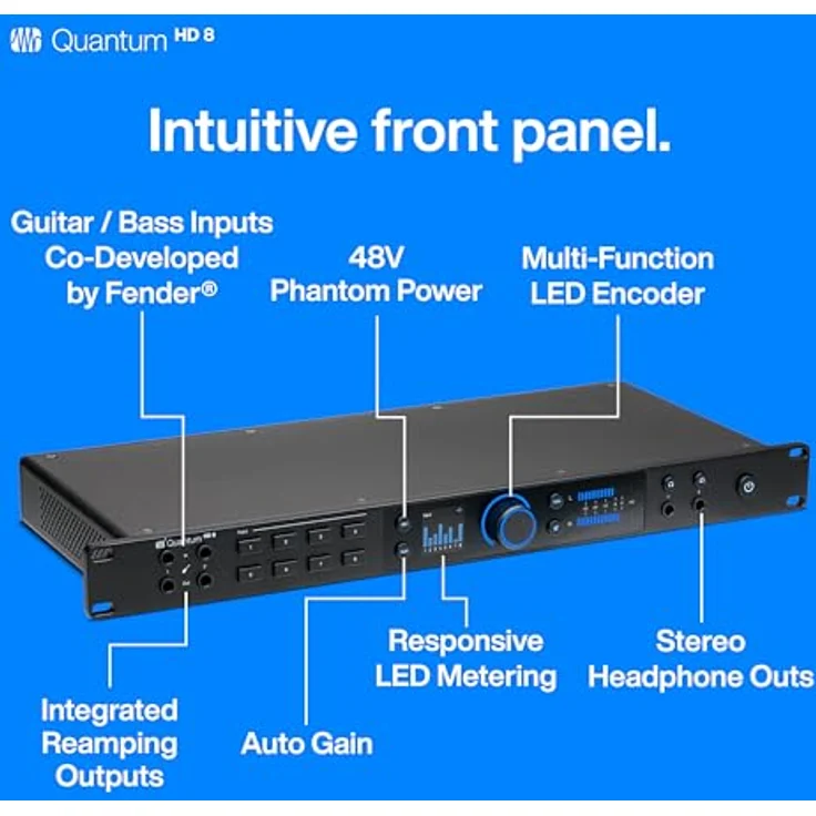 PreSonus Quantum HD 8 26 x 30, 32-Bit/192 kHz USB-C Audio-Interface in Schwarz mit Studio One Pro und 12-Monats-Studio One+ Hybrid-Mitgliedschaft – Bild 3