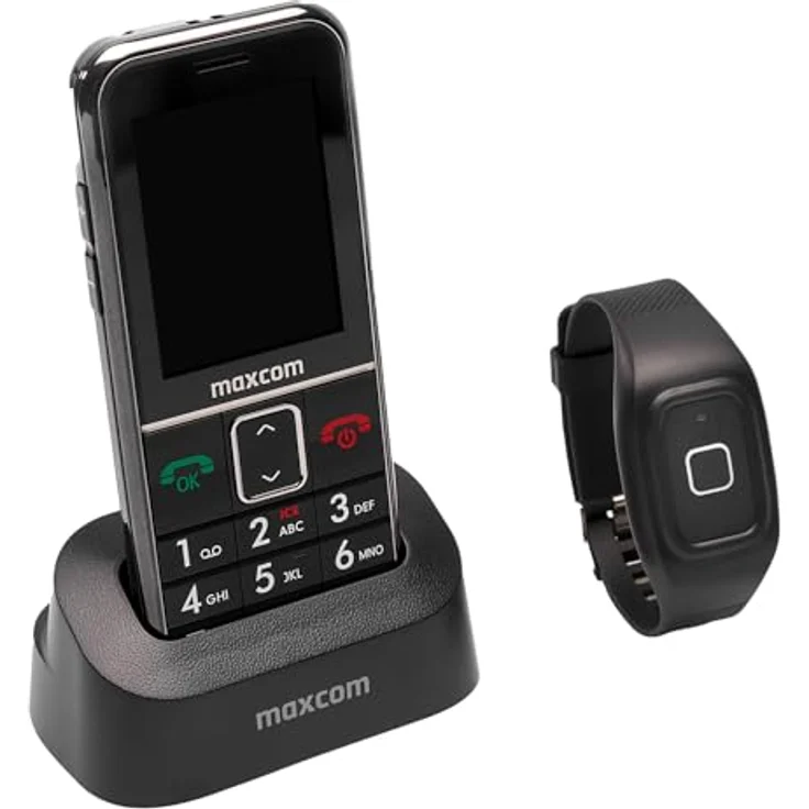 HelpLine by Eiflaender & Soehne MaxCom MM735BB: Seniorenhandy mit wasserdichtem Notrufarmband, GPS Ortung und Helpline Firmware, schwarz – Bild 1
