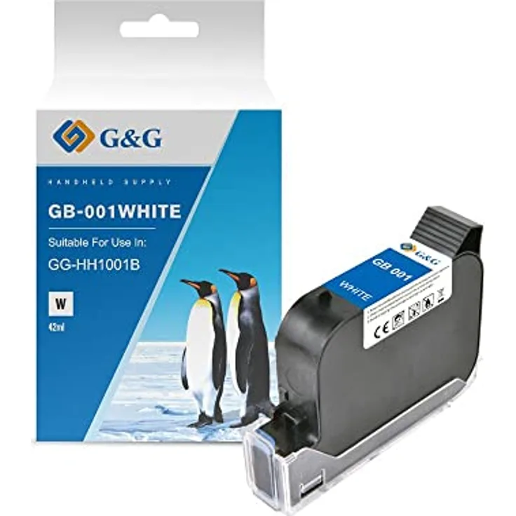 G&G Druckerpatrone Original Weiß GB-001white, für Glas, Plastik, Metall und Stein geeignet