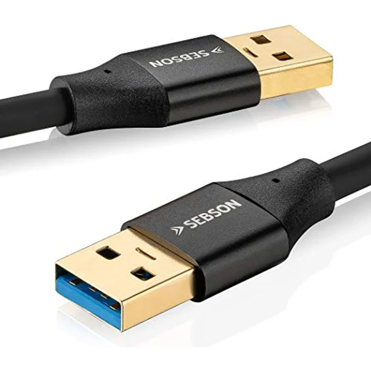 SEBSON USB 3.0 Kabel 1m, Typ A auf A, 5 Gbit/s Datenübertragung, robuste PVC Ummantelung, kompatibel mit PC, Laptop, Drucker und Festplatten – Bild 1