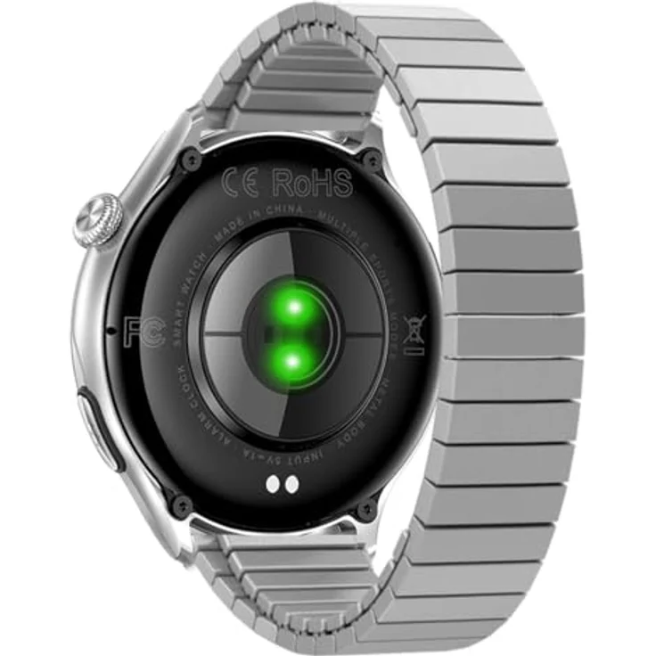 Knauermann PRO 4 EKG-Gesundheitsuhr, Smartwatch in Silber mit Telefonfunktion, Puls-, Blutdruck- und Blutsauerstoffmessung, Schlafanalyse, Premium-Set mit 5 Armbändern – Bild 4