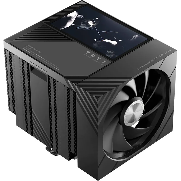 TRYX TURRIS T620, CPU-Kühler mit Dual-Tower-Design und 5-Zoll-IPS-Display, schwarz, bis 280W TDP, kompatibel mit Intel Sockel 1700, 1851 und AMD Sockel AM4, AM5
