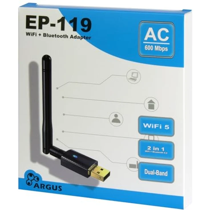 Inter-Tech Wi-Fi 5 USB Adapter Argus EP-119, Bluetooth 4.2, schnelle Verbindung mit bis zu 600Mbps, schwarz – Bild 3