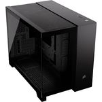 CORSAIR 2500X mATX PC-Gehäuse Aus Gehärtetem Glas - Ohne Lüfter - Zweikammer-Design - Große Kühlungsflexibilität - Kompatibel Mit Reverse Connection Motherboards - Schwarz